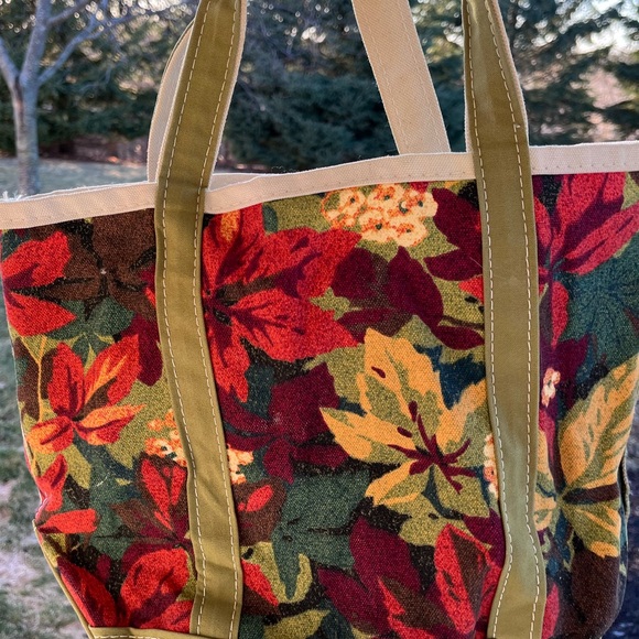 Vintage 90s LLbean boat and tote foliage floral leaves made in USA purse bag - Picture 15 of 15